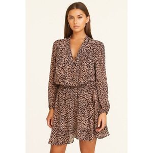 Fate Rose Faux Wrap Dress Sz Medium Pink ‎ Leopard Animal Print